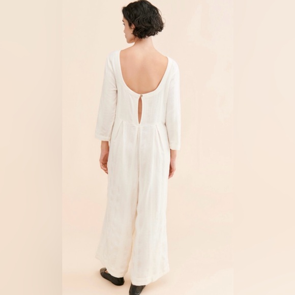 NEW NWT FREE PEOPLE Shiloh Cotton Linen Jumpsuit Ivory - Picture 3 of 9